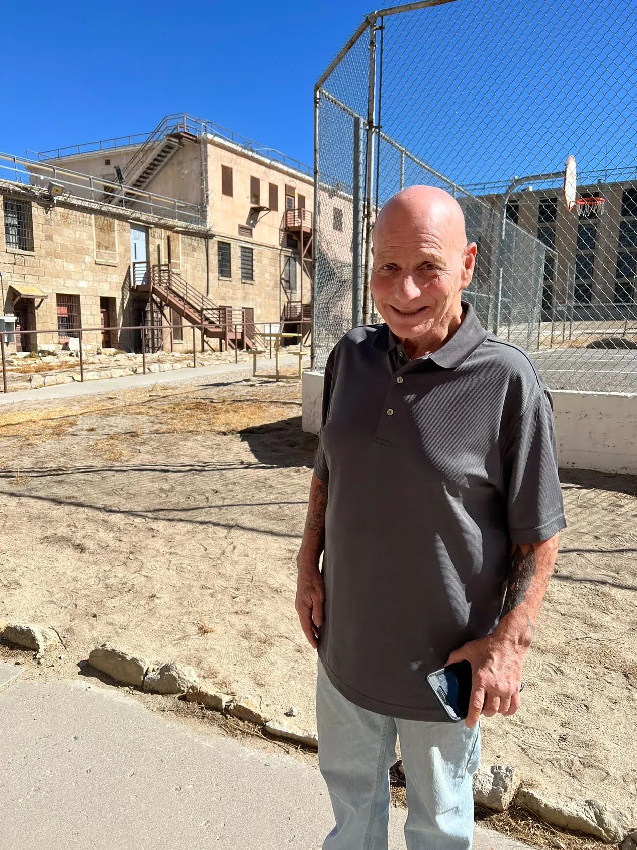 On a tour of the now-shuttered Nevada State Prison, where Frank was first sent at 18 years old